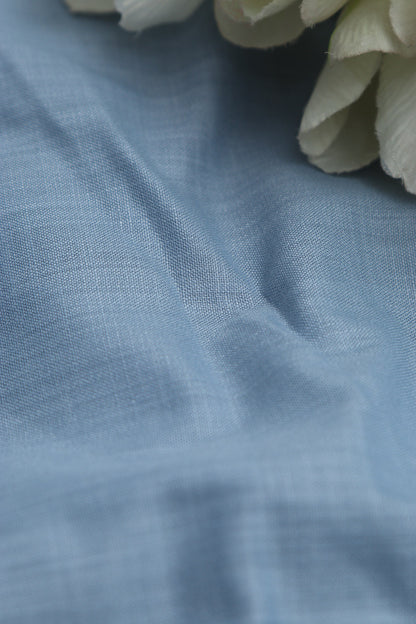 Blue Plain Linen Cotton Fabric ( 1 Mtr ) - Luxurion World