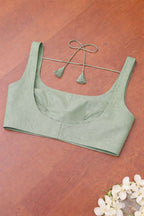 Green Plain Linen Cotton Blouse - Luxurion World