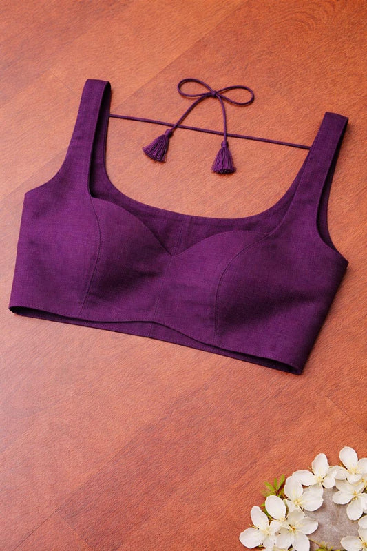Purple Plain Linen Cotton Blouse - Luxurion World