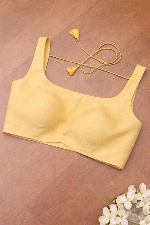 Yellow Plain Linen Cotton Blouse - Luxurion World