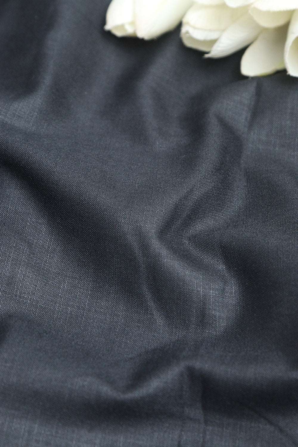 Black Plain Linen Cotton Fabric: Simple and Stylish ( 4.5 Mtr ) - Luxurion World