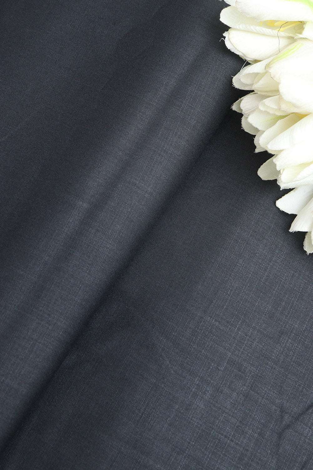 Black Plain Linen Cotton Fabric: Simple and Stylish ( 4.5 Mtr ) - Luxurion World