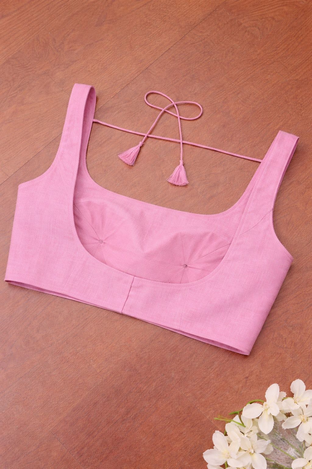 Pink Plain Linen Cotton Blouse