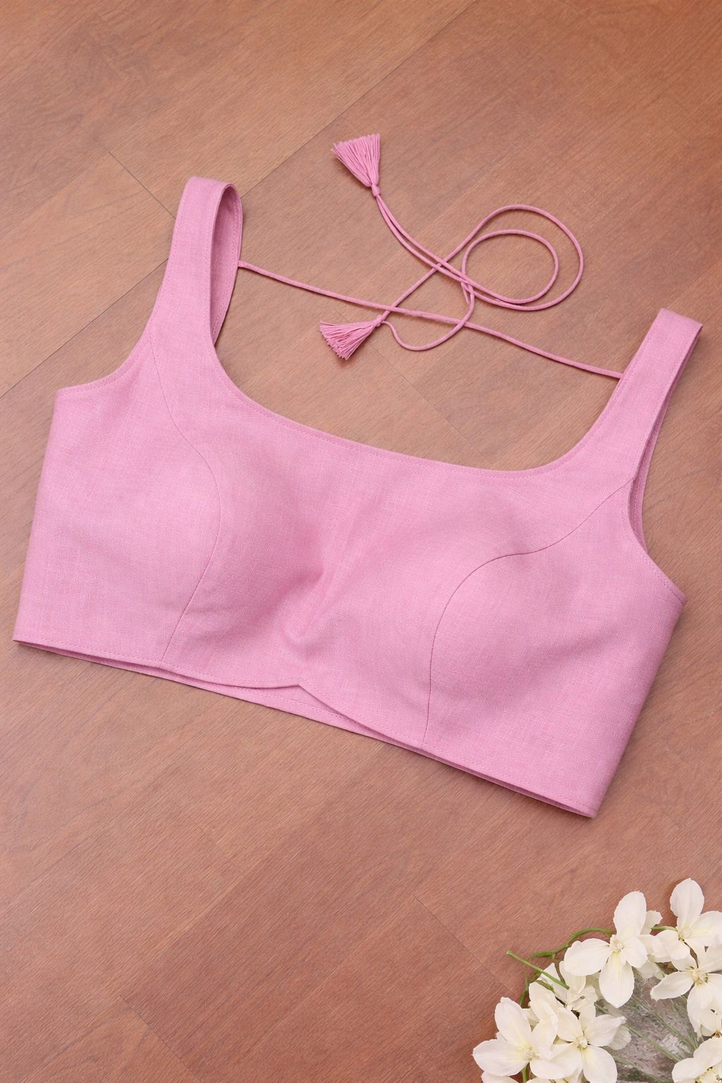 Pink Plain Linen Cotton Blouse