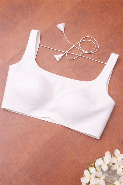 White Plain Linen Cotton Blouse