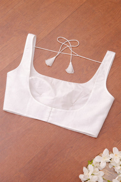 White Plain Linen Cotton Blouse