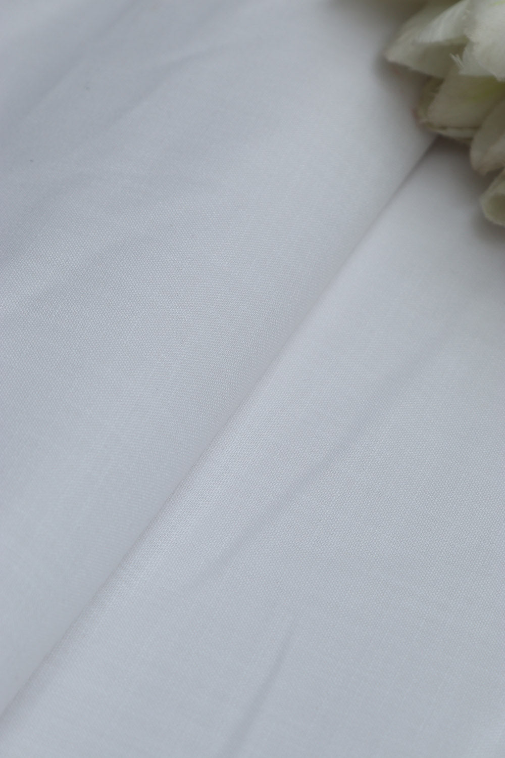 White Plain Linen Cotton Fabric ( 1 Mtr ) - Luxurion World