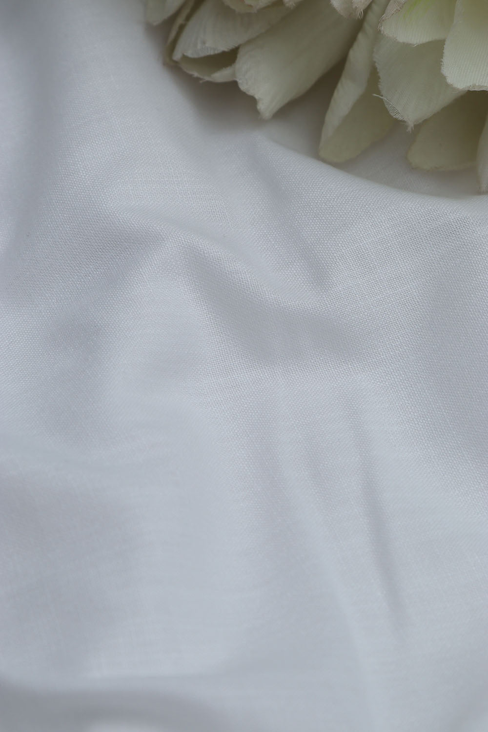 White Plain Linen Cotton Fabric ( 1 Mtr ) - Luxurion World