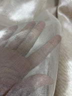 Silver Plain Metallic Pure Tissue Fabric ( 6.5 Mtr ) - Luxurion World