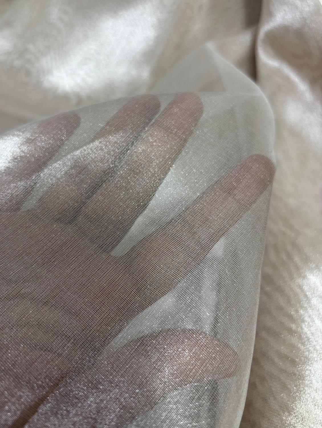 Silver Plain Metallic Pure Tissue Fabric ( 6.5 Mtr ) - Luxurion World