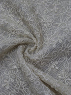 Get Stylish with Off White Trendy Kota Net Thread Work Fabric (0.75 Mtr) - Luxurion World