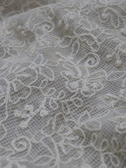 Get Stylish with Off White Trendy Kota Net Thread Work Fabric (0.75 Mtr) - Luxurion World