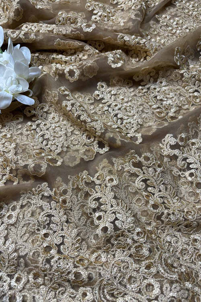 Pastel Trendy Net Embroidered Fabric ( 1 Mtr ) - Luxurion World