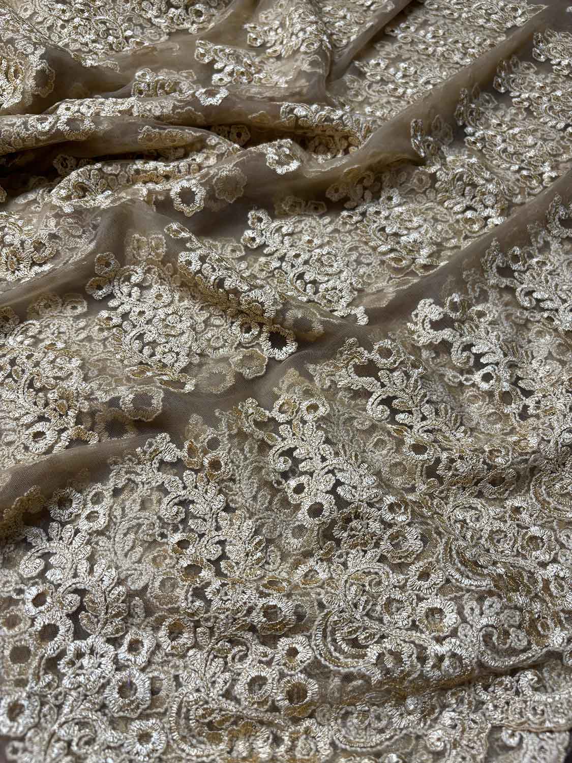 Pastel Trendy Net Embroidered Fabric ( 1 Mtr ) - Luxurion World