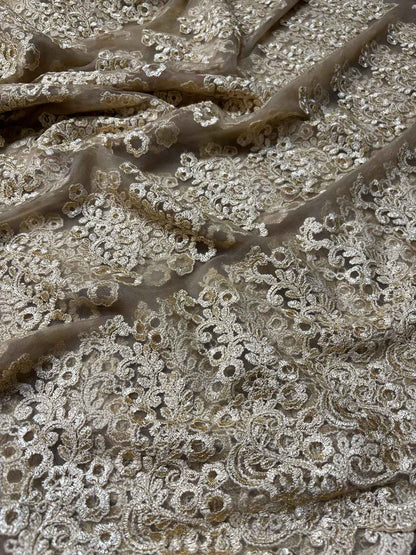 Pastel Trendy Net Embroidered Fabric ( 1 Mtr ) - Luxurion World