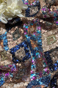 Stunning Multicolor Trendy Net Sequins Work Fabric ( 1 Mtr ) - Luxurion World