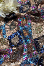 Stunning Multicolor Trendy Net Sequins Work Fabric ( 1 Mtr ) - Luxurion World