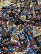 Stunning Multicolor Trendy Net Sequins Work Fabric ( 1 Mtr ) - Luxurion World