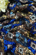 Stylish Multicolor Trendy Net Sequins Work Fabric ( 1 Mtr ) - Luxurion World