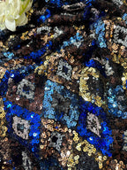 Stylish Multicolor Trendy Net Sequins Work Fabric ( 1 Mtr ) - Luxurion World