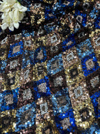 Stylish Multicolor Trendy Net Sequins Work Fabric ( 1 Mtr ) - Luxurion World