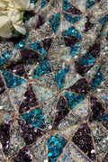 Sparkling Multicolor Trendy Net Sequins Work Fabric ( 1 Mtr ) - Luxurion World