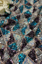 Sparkling Multicolor Trendy Net Sequins Work Fabric ( 1 Mtr ) - Luxurion World