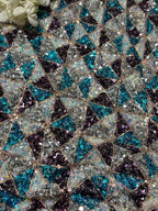Sparkling Multicolor Trendy Net Sequins Work Fabric ( 1 Mtr ) - Luxurion World
