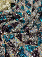Sparkling Multicolor Trendy Net Sequins Work Fabric ( 1 Mtr ) - Luxurion World