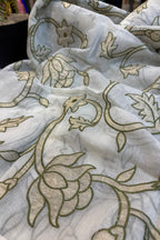 Dyeable Trendy Chanderi Applique Mul Fabric ( 2.5 Mtr ) - Luxurion World