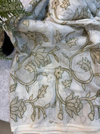 Dyeable Trendy Chanderi Applique Mul Fabric ( 2.5 Mtr ) - Luxurion World