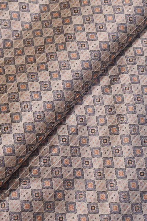Stunning Grey Tussar Silk Fabric - Digital Print (1 Mtr) - Luxurion World