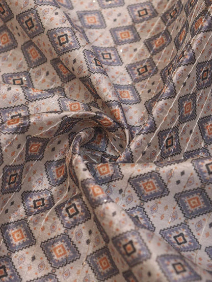 Stunning Grey Tussar Silk Fabric - Digital Print (1 Mtr) - Luxurion World