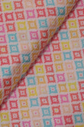 Vibrant Tussar Silk Fabric: Multicolor Digital Print - 1 Mtr - Luxurion World