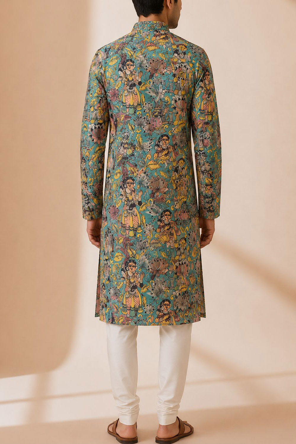 Multicolor Digital Printed Kalamkari Tussar Silk kurta