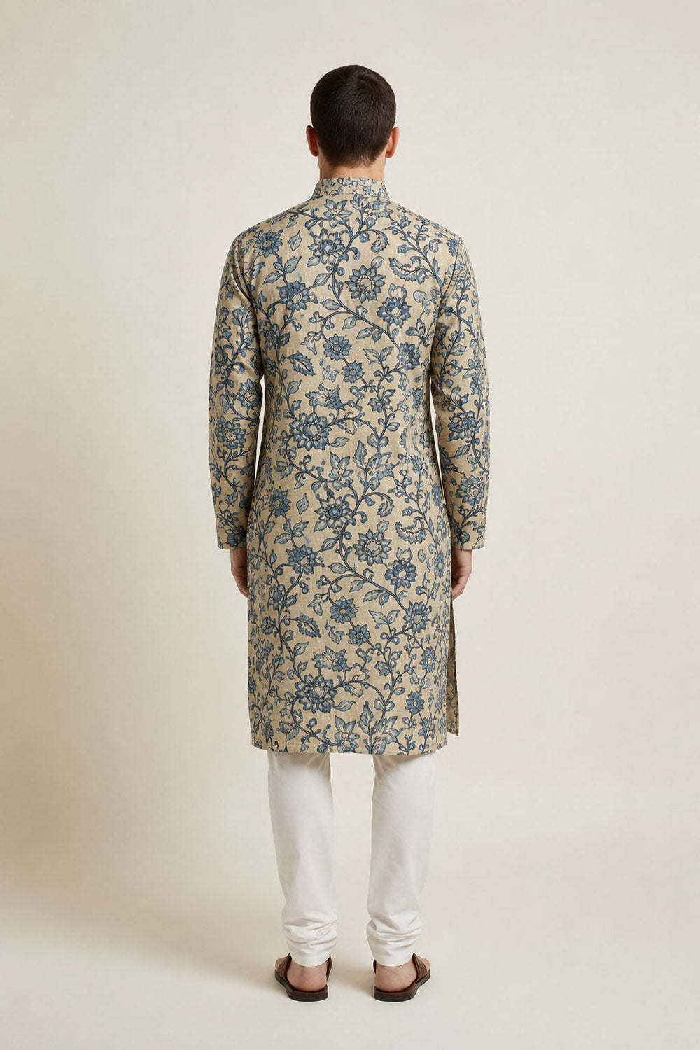 Pastel Digital Printed Kalamkari Tussar Silk Kurta