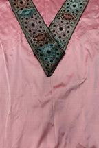 Pink Plain Soft Silk Unstitched Kurti Fabric With Vintage Banarasi Border - Luxurion World