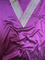 Purple Plain Soft Silk Unstitched Kurti Fabric With Purple Banarasi Handloom Vintage Pure Silk Border - Luxurion World