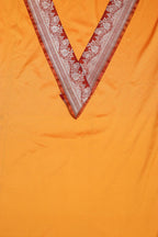 Yellow Plain Soft Silk Unstitched Kurti Fabric With Banarasi Handloom Vintage Pure Silk Border - Luxurion World