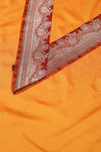 Yellow Plain Soft Silk Unstitched Kurti Fabric With Banarasi Handloom Vintage Pure Silk Border - Luxurion World
