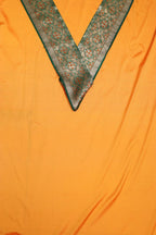 Yellow Plain Soft Silk Unstitched Kurti Fabric With Banarasi Handloom Vintage Pure Silk Border - Luxurion World