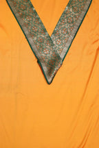 Yellow Plain Soft Silk Unstitched Kurti Fabric With Banarasi Handloom Vintage Pure Silk Border - Luxurion World