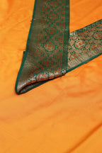 Yellow Plain Soft Silk Unstitched Kurti Fabric With Banarasi Handloom Vintage Pure Silk Border - Luxurion World