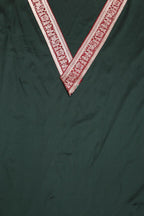 Green Plain Soft Silk Unstitched Kurti Fabric With Banarasi Handloom Vintage Pure Silk Border - Luxurion World