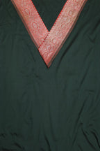 Green Plain Soft Silk Unstitched Kurti Fabric With Banarasi Handloom Vintage Pure Silk Border - Luxurion World