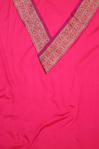 Pink Plain Soft Silk Unstitched Kurti Fabric With Banarasi Handloom Vintage Pure Silk Border - Luxurion World