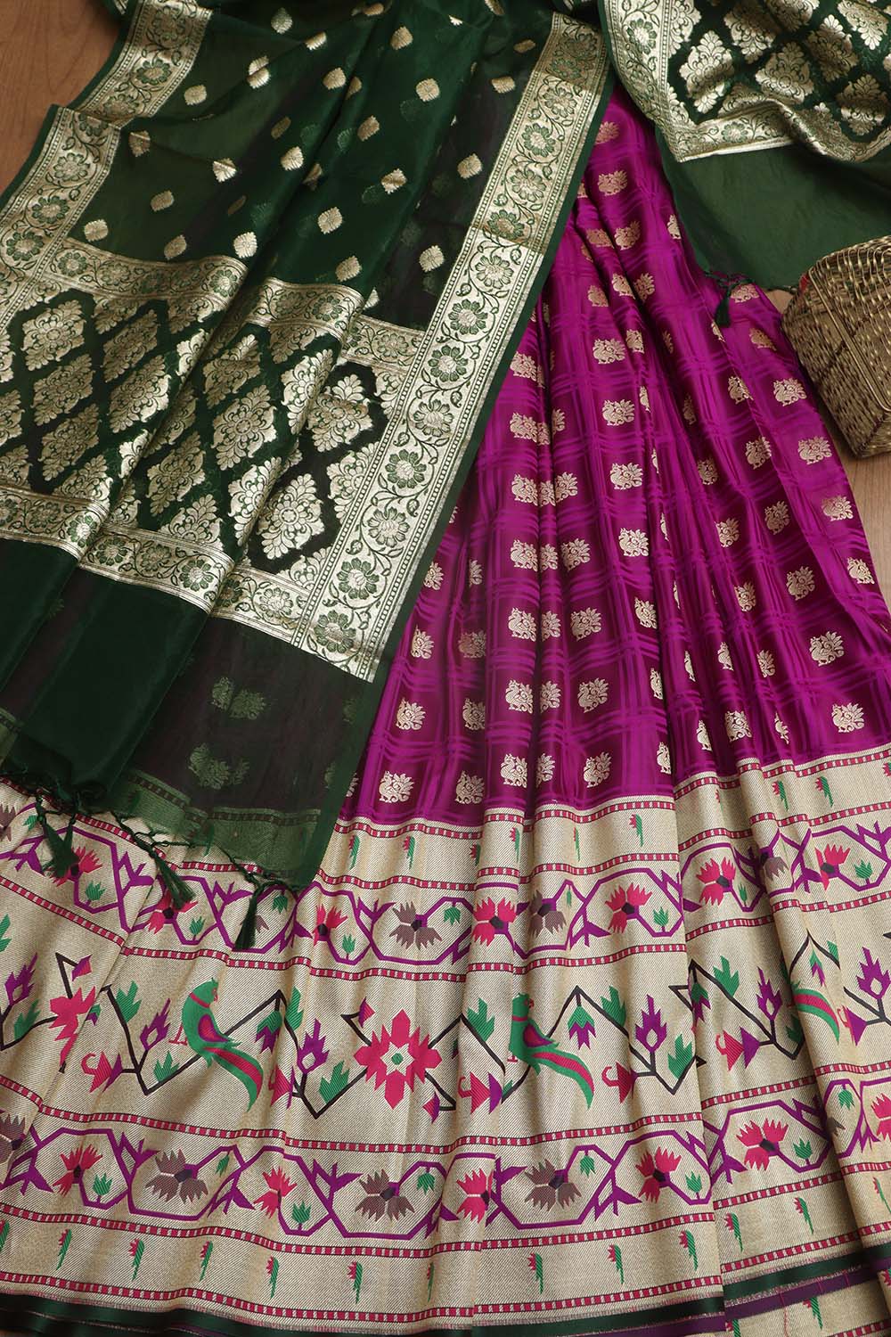 Elegant Purple Banarasi Silk Big Border Lehenga With Banarasi Organza Dupatta - Luxurion World