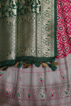 Stunning Pink Banarasi Silk Big Border Lehenga With Banarasi Organza Dupatta - Luxurion World