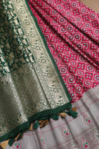Stunning Pink Banarasi Silk Big Border Lehenga With Banarasi Organza Dupatta - Luxurion World