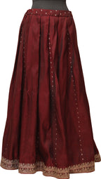 Elegant Maroon Banarasi Vintage Silk Stitched Lehenga With Maroon Banarasi Pure Katan Silk Blouse - Luxurion World